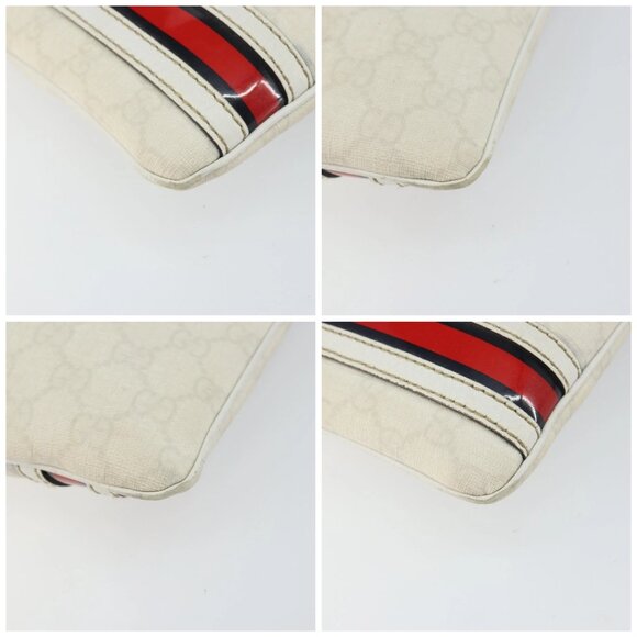 GUCCI GG Canvas Sherry Line Shoulder Bag PVC White Red Navy 153244 Auth ep11420 - Picture 14 of 16